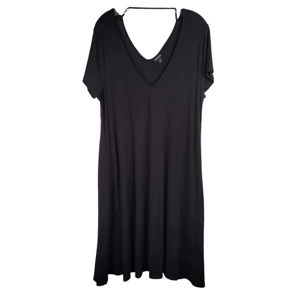 Torrid Short Sleeve Skate Dress A- Line Black Stretch Womens Plus Size 2X Rayon - Picture 2 of 8